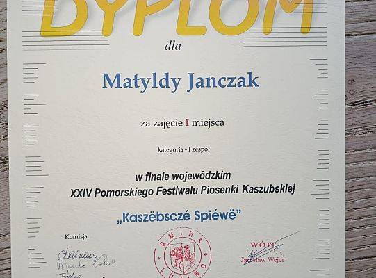 Sukces w XXIV Pomorskim Festiwalu Piosenki Kaszubskiej „Kaszëbsczé Spiéwë” w Luzinie