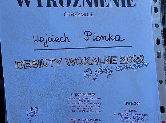 Debiuty wokalne z wyróżnieniem